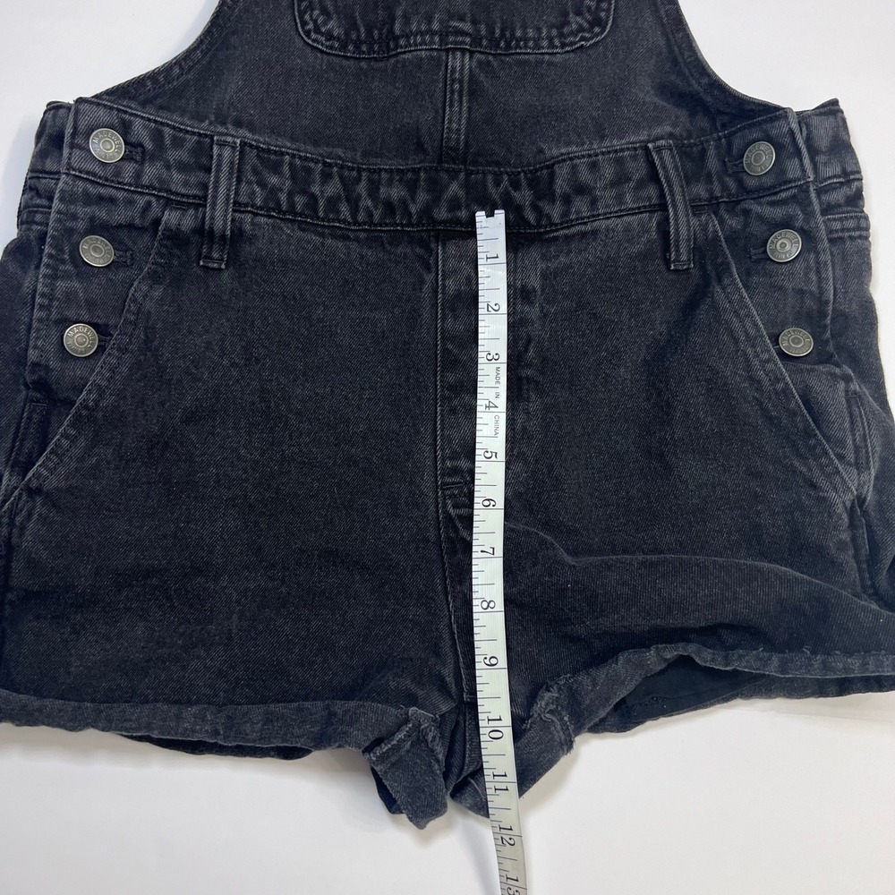 Madewell Adirondack Short Overalls Washed Black Denim Size Medium Bib Shortalls - Picture 7 of 12